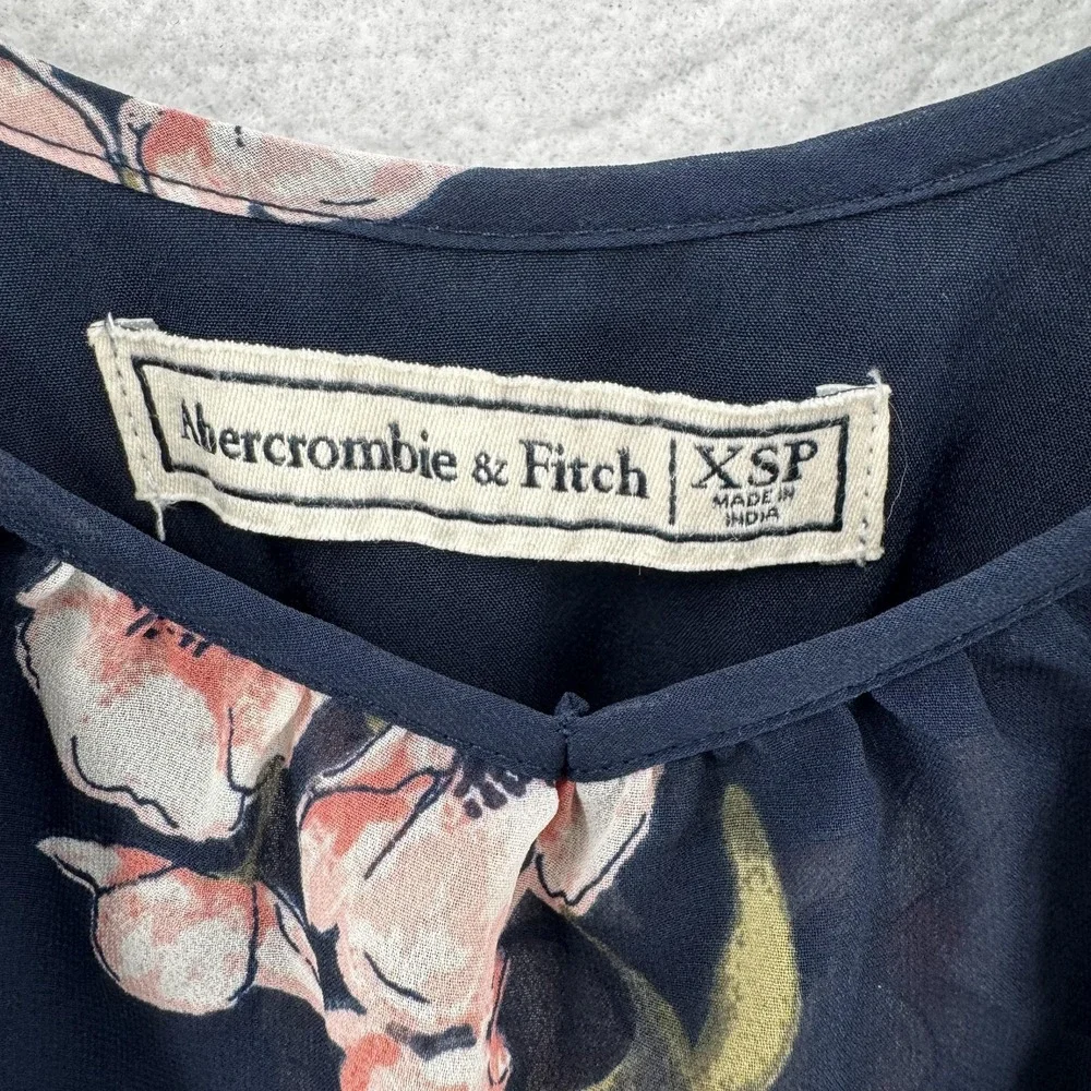 Abercrombie‎ & Fitch Dress Womens Extra Small Navy Floral Maxi Cold Shoulder XSP